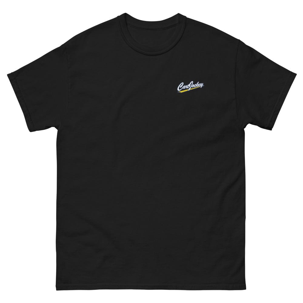Men's Cart Jockey Graphic tee,The 100% cotton men's back graphic tee • 100% cotton • Sport Grey 90% cotton, 10% polyester • Fabric weight: 5.0–5.3 oz/yd² (170-180 g/m²) • Open-end yarn • Tubular